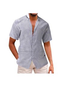 Yowablo Herren Sommer Mode Hemd Kurzarm Freizeit Meer Strand Hawaiian Bedruckte Hemden Lässige Top Bluse Hemd Seide Herren (3XL,Weiß)