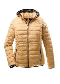 Große Größen Leichte Steppjacke mit abzippbarer Kapuze Gr. 54 gelb bedruckt für Damen