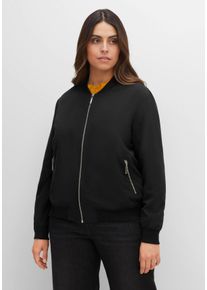 Große Größen Blouson mit Rippbündchen und Reißverschluss Gr. 54 schwarz von sheego für Damen