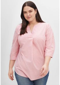 Große Größen Tunika mit Streifen und 3/4-Arm, in leichter Qualität Gr. 58 rot/weiß gestreift von sheego für Damen