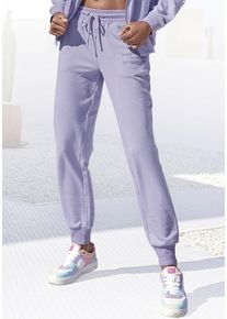 Buffalo Jogginghose violett Gr. 32/34 für Damen. Mit Druck. Bequem. Nachhaltig.