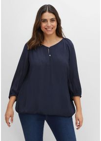Große Größen Tunika in Crinkle-Optik, mit Saum-Gummizug Gr. 44 blau von sheego für Damen