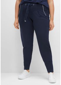 Große Größen Joggpants mit breitem Saumbündchen Gr. 46 blau von sheego für Damen