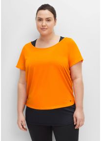 Große Größen Set aus Funktionsshirt und Funktionstop Gr. 48 orange/schwarz von sheego für Damen