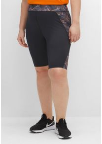 Große Größen Radlerhose aus Funktionsmaterial, grafischer Druck Gr. 58 schwarz von sheego für Damen