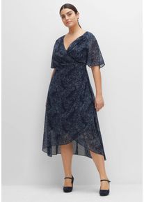 Große Größen Chiffonkleid in Wickeloptik, mit Alloverprint Gr. 56 blau von sheego für Damen
