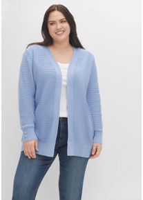 Große Größen Strickjacke im Linksstrick, offene Form Gr. 56/58 blau von sheego für Damen