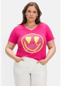 miss goodlife Große Größen T-Shirt mit Neon-Frontprint, elastische Qualität Gr. 40 pink für Damen