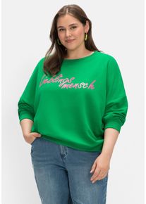 miss goodlife Große Größen Sweatshirt mit Neon-Frontprint, reine Baumwolle Gr. 46 grün für Damen
