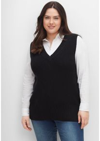 Große Größen Pullunder mit V-Ausschnitt vorn und hinten Gr. 52/54 schwarz von sheego für Damen