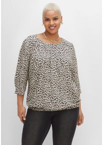 Große Größen Tunika im Leo-Print, mit Saum-Gummizug Gr. 40 beige von sheego für Damen