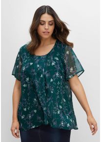 Große Größen Shirt aus Chiffon mit Alloverdruck und Falten von Gr. 40/42 grün bedruckt von sheego für Damen