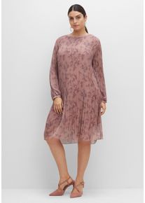 Große Größen Plissiertes Chiffonkleid mit Alloverdruck Gr. 54 rosa geblümt von sheego für Damen