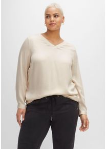 Große Größen Tunika mit V-Ausschnitt, Passe und Kellerfalte Gr. 56 beige von sheego für Damen