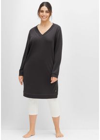 Große Größen Relaxkleid aus Interlock, mit tiefem V-Ausschnitt Gr. 52/54 grau von sheego für Damen