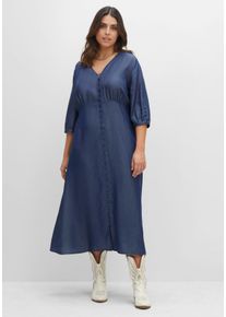 Große Größen Maxikleid in Denimoptik, mit Knopfleiste Gr. 46 blau von sheego für Damen