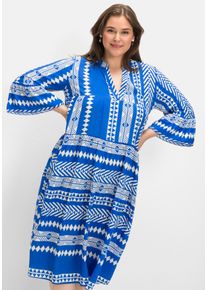 miss goodlife Große Größen Maxikleid mit Ethnoprint und Volant Gr. 48 blau bedruckt für Damen