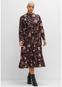 sheego by Joe Browns Große Größen Jerseykleid mit weit schwingendem Rock, Blumenprint Gr. 56 schwarz geblümt von sheego für Damen