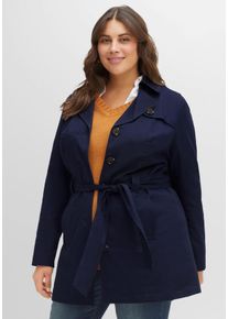 Große Größen Trenchcoat in Kurzform Gr. 56 blau von sheego für Damen