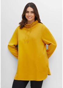 Große Größen Sweatshirt mit hohem Kragen und Tunnelzug Gr. 48/50 gelb von sheego für Damen