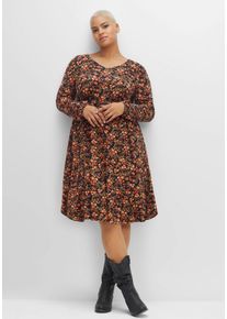 sheego by Joe Browns Große Größen Knielanges Jerseykleid mit Blumenprint Gr. 54 schwarz geblümt von sheego für Damen