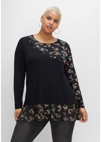sheego by Joe Browns Große Größen Longshirt mit floralem Druck, in Double-Layer-Optik Gr. 56/58 schwarz geblümt von sheego für Damen