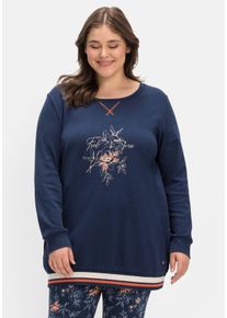 Große Größen Relax-Sweatshirt in Longform mit floralem Druck Gr. 48/50 blau geblümt von sheego für Damen