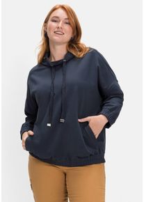 Große Größen Sweatshirt mit Stehkragen und Tunnelzug Gr. 40/42 blau von sheego für Damen