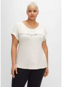 sheego by Joe Browns Große Größen Oversized-Shirt in Feinstrick-Optik, mit Schriftzug Gr. 52/54 weiß von sheego für Damen