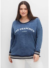 Große Größen Sweatshirt in Denim-Optik mit Ringelbündchen Gr. 56/58 blau von sheego für Damen
