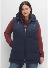 Große Größen Lange Steppweste im Lagenlook, mit Kapuze Gr. 42 blau von sheego für Damen