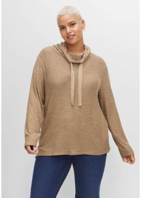 Große Größen Feinstrickpullover mit Tunnelzug am Kragen Gr. 48/50 braun von sheego für Damen