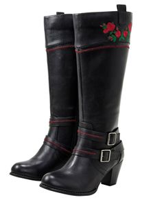 sheego by Joe Browns Große Größen Weitschaftstiefel im Cowboy-Stil, mit Blumenstickerei Gr. 43 schwarz geblümt von sheego für Damen