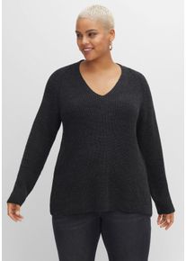 Große Größen Pullover mit Kaschmir, in leichter A-Linie Gr. 48/50 schwarz von sheego für Damen