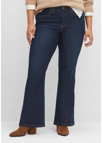 Große Größen Bootcut-Jeans mit Kontrastnähten Gr. 96 blau von sheego für Damen