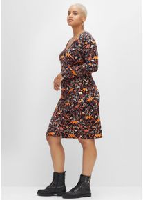 sheego by Joe Browns Große Größen Jerseykleid in Wickeloptik mit tiefem V-Ausschnitt Gr. 46 schwarz von sheego für Damen