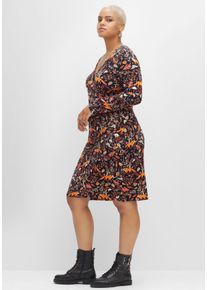 sheego by Joe Browns Große Größen Jerseykleid in Wickeloptik mit tiefem V-Ausschnitt Gr. 56 schwarz von sheego für Damen