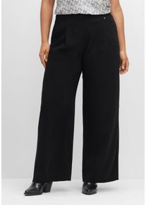 Große Größen Weite Hose mit Bundfalten, knitterarm Gr. 40 schwarz von sheego für Damen