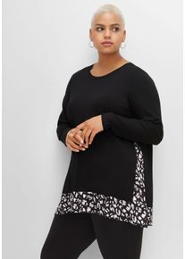 sheego by Joe Browns Große Größen Longshirt mit floral bedruckten Einsätzen Gr. 56/58 schwarz geblümt von sheego für Damen