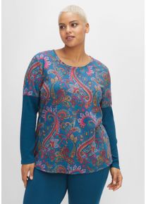 sheego by Joe Browns Große Größen Lounge-Langarmshirt mit Paisleydruck Gr. 40/42 blau von sheego für Damen