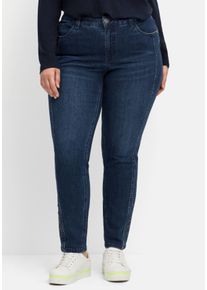 Große Größen Schmale Jeans mit Zierösen, in Five-Pocket-Form Gr. 40 blau von sheego für Damen