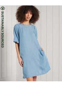 Superdry Women's T-Shirt-Kleid aus Tencel Blau - Größe: 36
