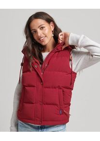 Superdry Damen Everest Steppweste mit Kapuze Rot - Größe: 36