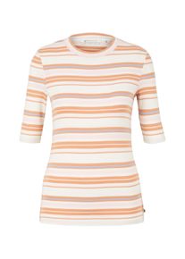 Tom Tailor Denim Damen Gestreiftes T-Shirt, braun, Streifenmuster, Gr. XL