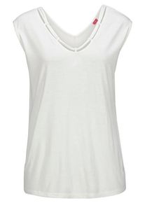 s.Oliver T-Shirt beige Gr. 32/34 für Damen. Mit V-Ausschnitt. Figurumspielend. Nachhaltig.