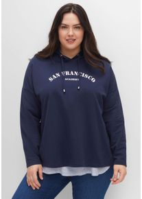 Große Größen Kapuzensweatshirt mit Frontdruck, in A-Linie Gr. 40/42 blau von sheego für Damen