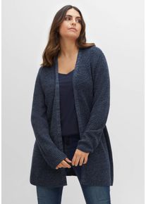 Große Größen Longstrickjacke in A-Linie, offene Form Gr. 40/42 blau von sheego für Damen