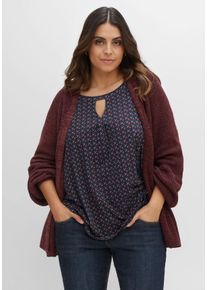 Große Größen Strickjacke in leichter A-Linie und offener Form Gr. 56/58 rot von sheego für Damen