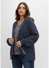 Große Größen Strickjacke in leichter A-Linie und offener Form Gr. 52/54 blau von sheego für Damen