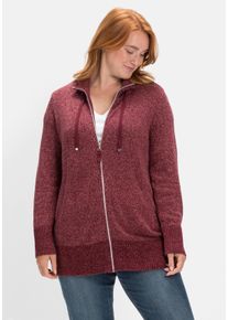 Große Größen Strickjacke mit Stehkragen und Reißverschluss Gr. 44/46 rot von sheego für Damen
